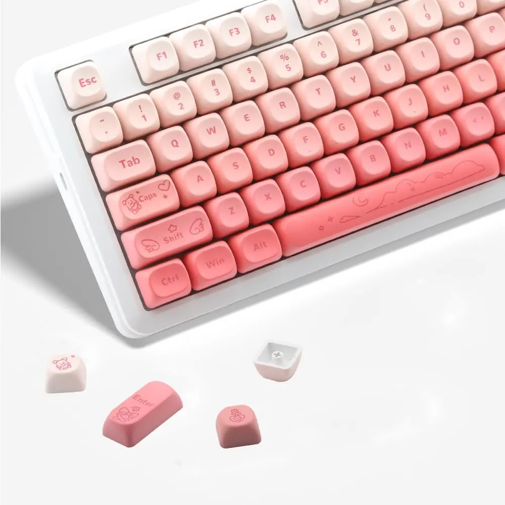 PBT Keycaps,Cute Gradient  Key caps 134  MOA Round Keycap