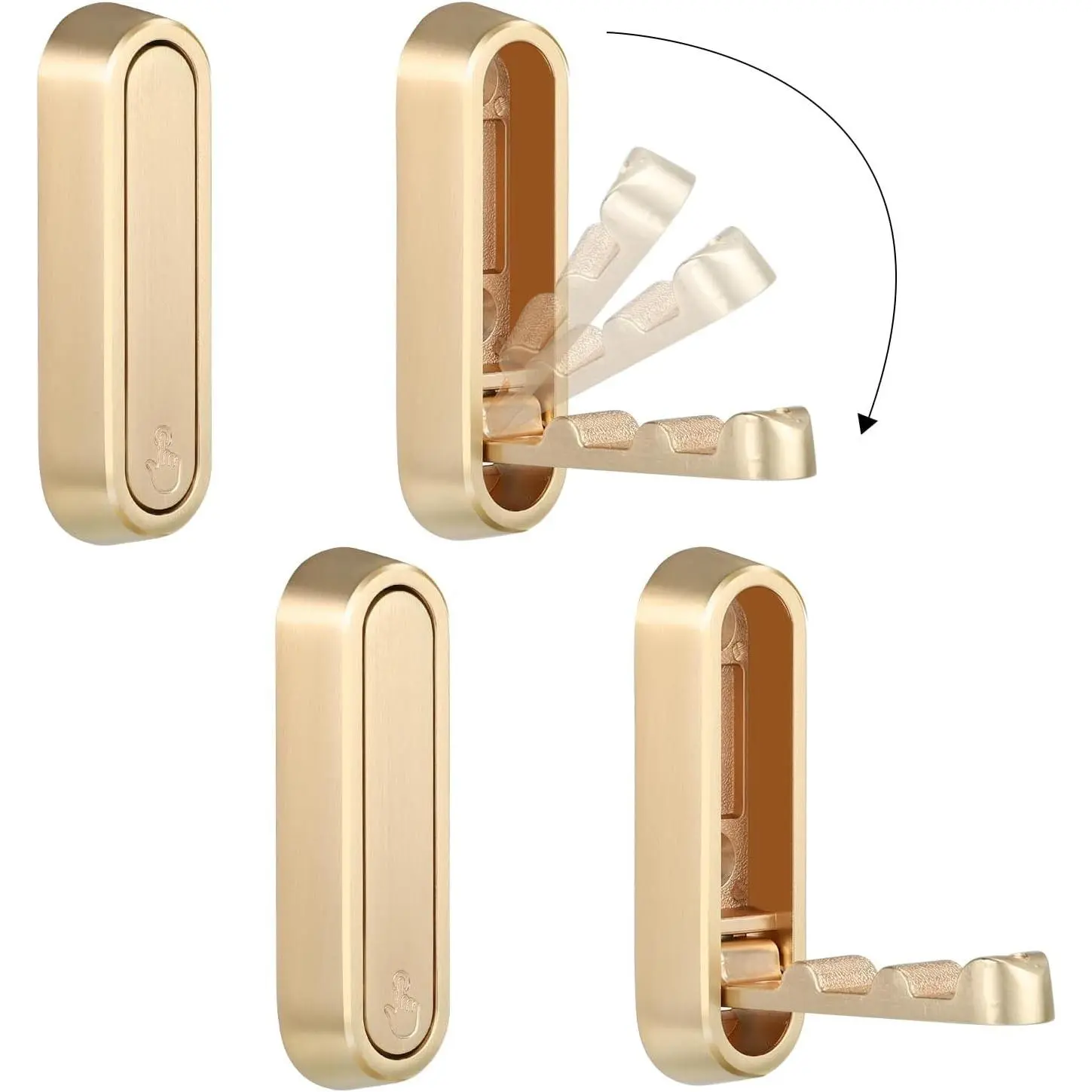 Foldable Wall Hook, 40 lbs Heavy Duty Screw Mounted, Aluminum Alloy Flip-Down Gold Coat Hook, Space-Saving Folding Wall Hanger for Bathroom Bedroom Entryway Closet, Includes Screws (4 Pack)
