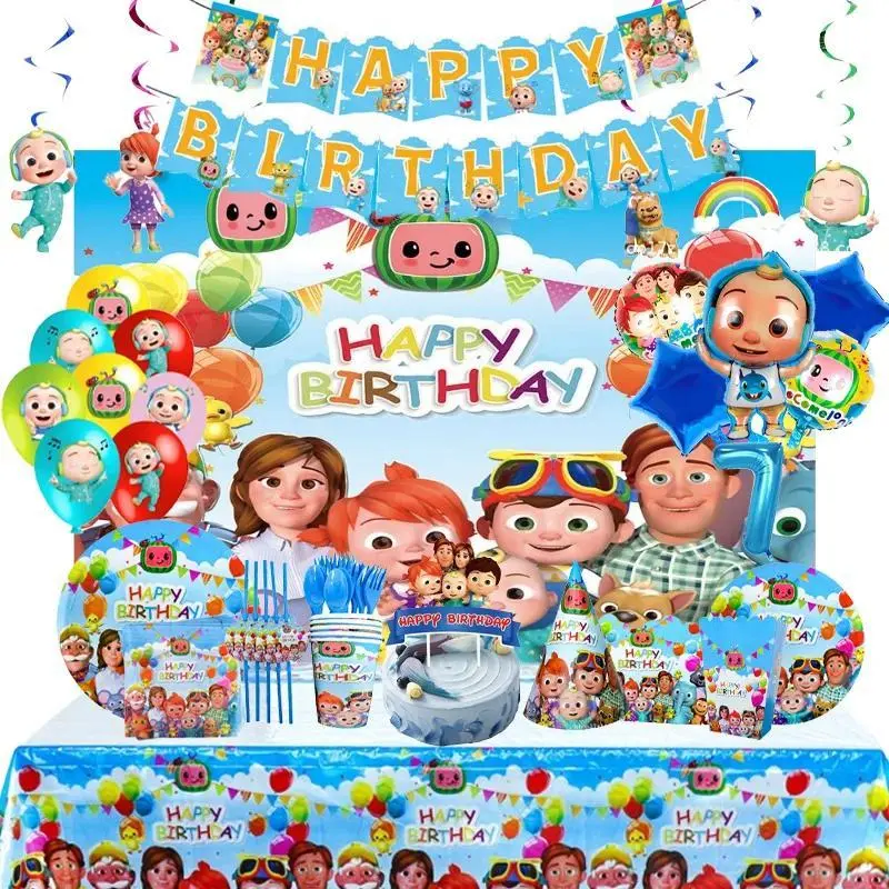 Cocomelons Themed Party Decor cartoon anime Decorations Balloons Set Venue Decoration Props Birthday Holiday Supplies Gifts New