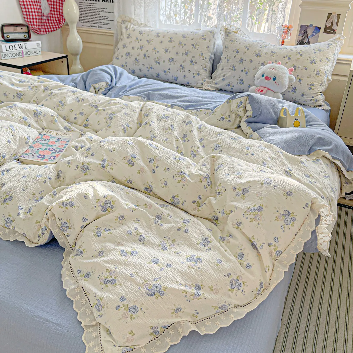 Cloudy Sensation Puff Cotton Printed Summer Quilt, Soft and Breathable, Moisture Absorbing, Ideal for Air-Conditioned Rooms, Office Naps, Floral Print Quilt, Air Conditioning Quilt, Summer Bedding