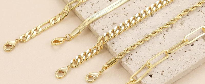 TEWIKY Bracelets for Women Waterproof,Jewelry Sets for Women Trendy Thin Dainty Stackable Cuban Link Paperclip Chain Bracelet Pack Fashion Accessories For Christmas Gift