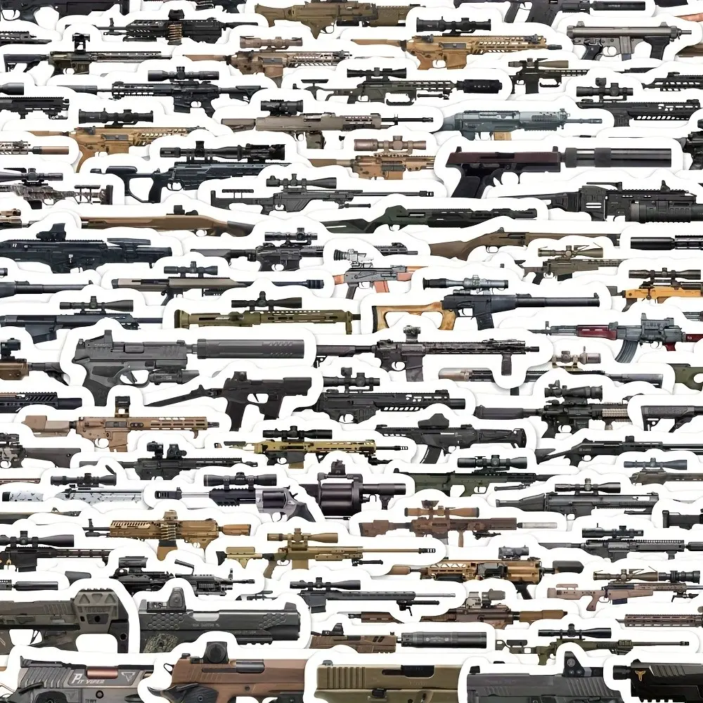 100pcs International Gun Weapon Cool Stickers, Rifle Sniper Awm Ak47 M4 Creative Decals, Unique Design for Enthusiasts, Perfect Gift Idea