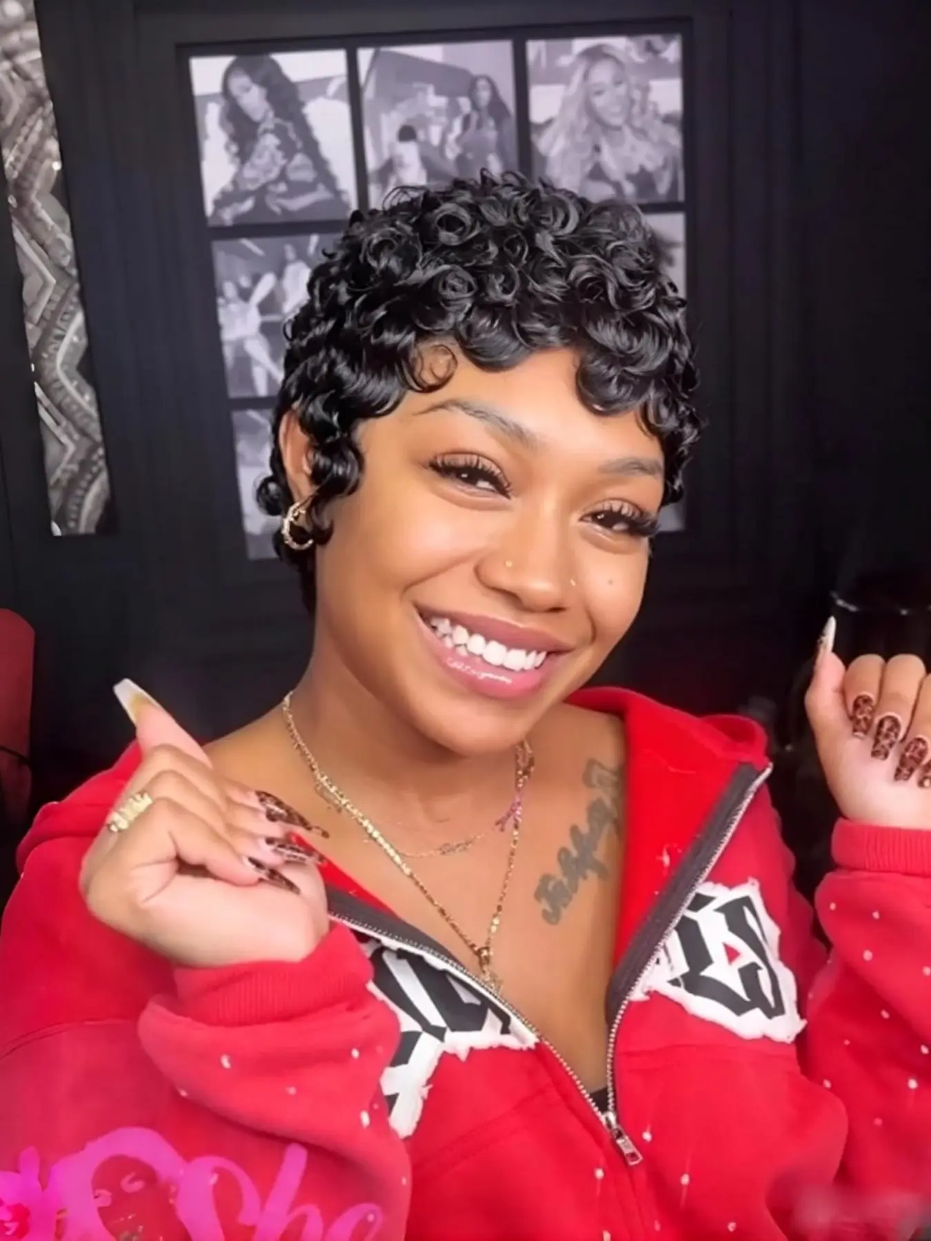 Short Curly Pixie Cut Wigs For Women Natural Color Brown 99J Human Hair Wig Full Machine Made Wig