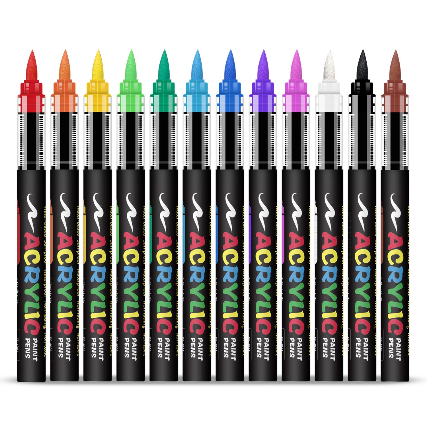 Acrylic Paint Soft Brush Markers Set, 168pcs/set Soft Brush Tip Automatic Ink Control Paint Markers, Acrylic Paint Pens for Wood, Stone, Canvas, Glass, Fabric, DIY Painting Supplies