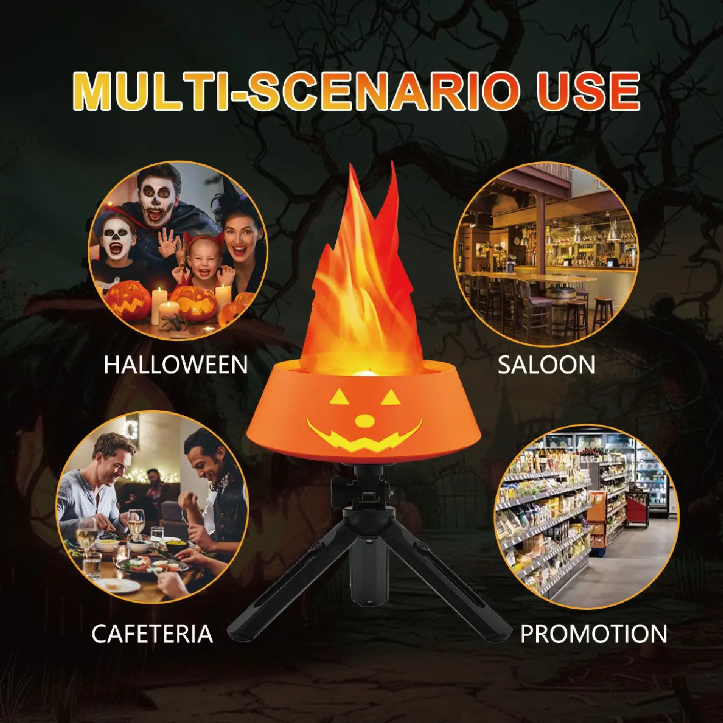 Halloween Pumpkin Flame Lamp, LED Simulation Light, Creative Bar Stage Decoration, Essential for Halloween Festival, Unique Ornament