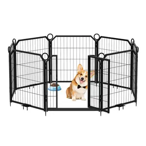 Heavy Duty Dog Playpen, Metal Pet Exercise Fence Indoor Outdoor, 8 Panels Modular Puppy Kennel with Door, 24"/32"/40" Tall, Rust-Resistant Collapsible Dog Pen for Yard Camping Large Medium Dogs