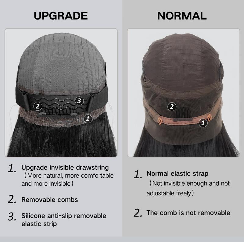 Wavymy 360 Straight Invisi Drawstring Wear Go Glueless Pre-Bleached And Pre-Cut Lace Glueless Wigs Flexi-Fit  Glueless Water Wave Wigs 180% Density