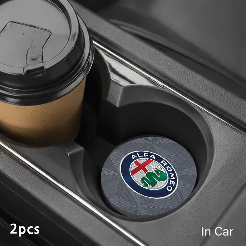 Alfa Romeo 2pcs Cup Holder, Diamond Pattern, Dust-Proof & Scratch-Resistant, Essential Accessory for Daily Commuting, Practical for Car Enthusiasts