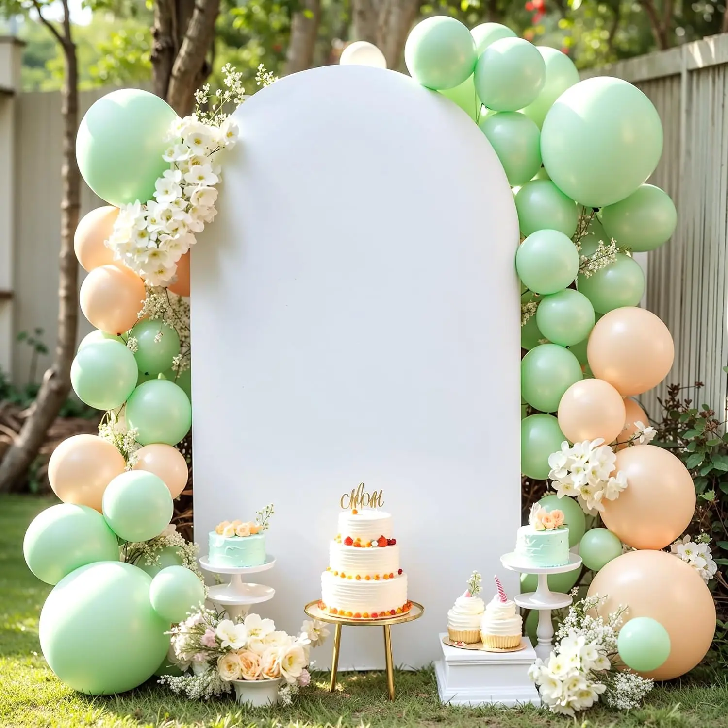 7.2FT Wedding Arch Backdrop Cover, Spandex Fitted White Arch Covers Stretchy Backdrop Balloon Arch Back Drop for Wedding Birthday Banquet Decoration