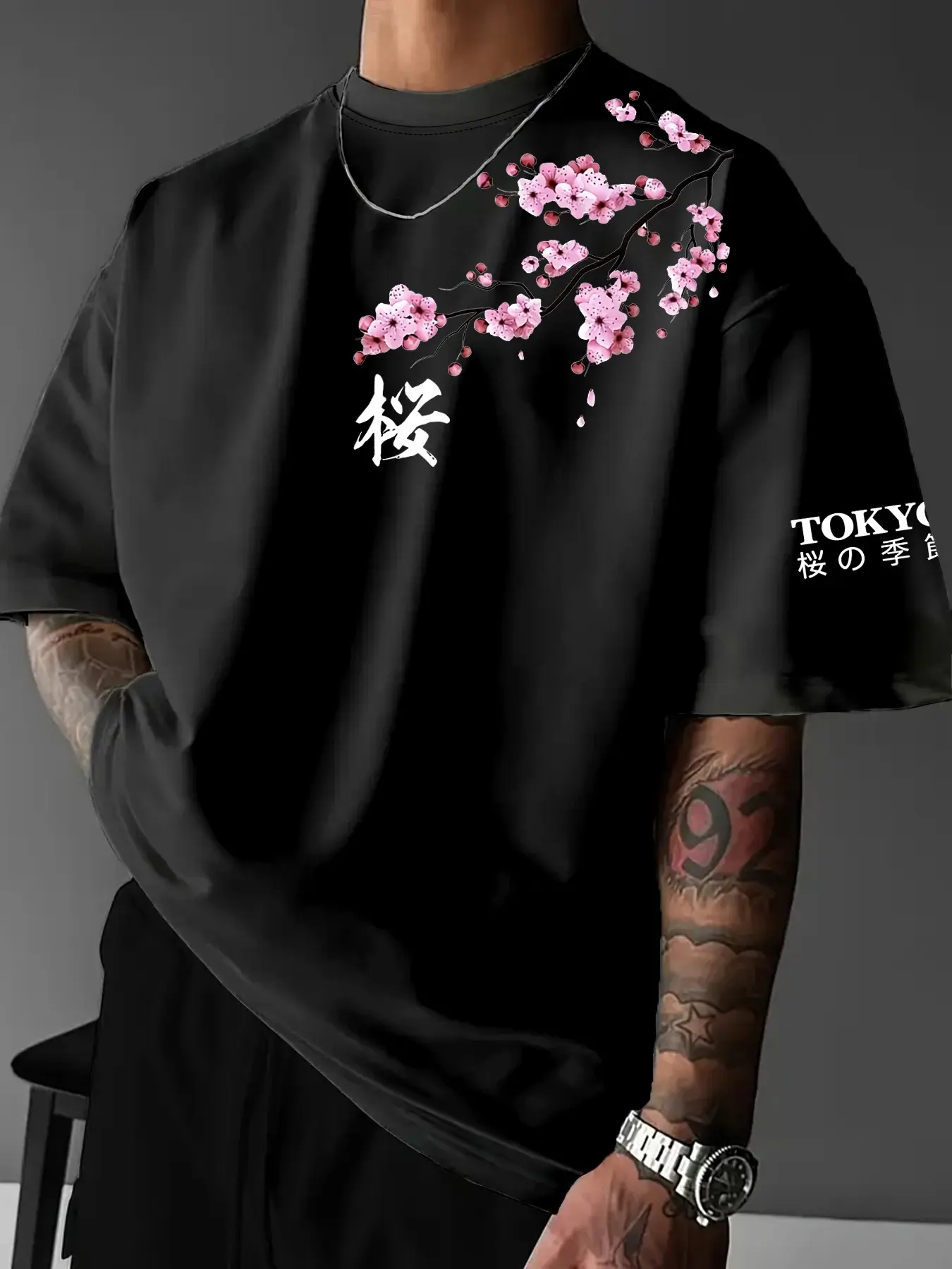 Men's Plus Size Fashion Cherry Print Short Sleeve T-Shirt, Lightweight Breathable Fabric, Comfortable Fit, Casual Summer Top