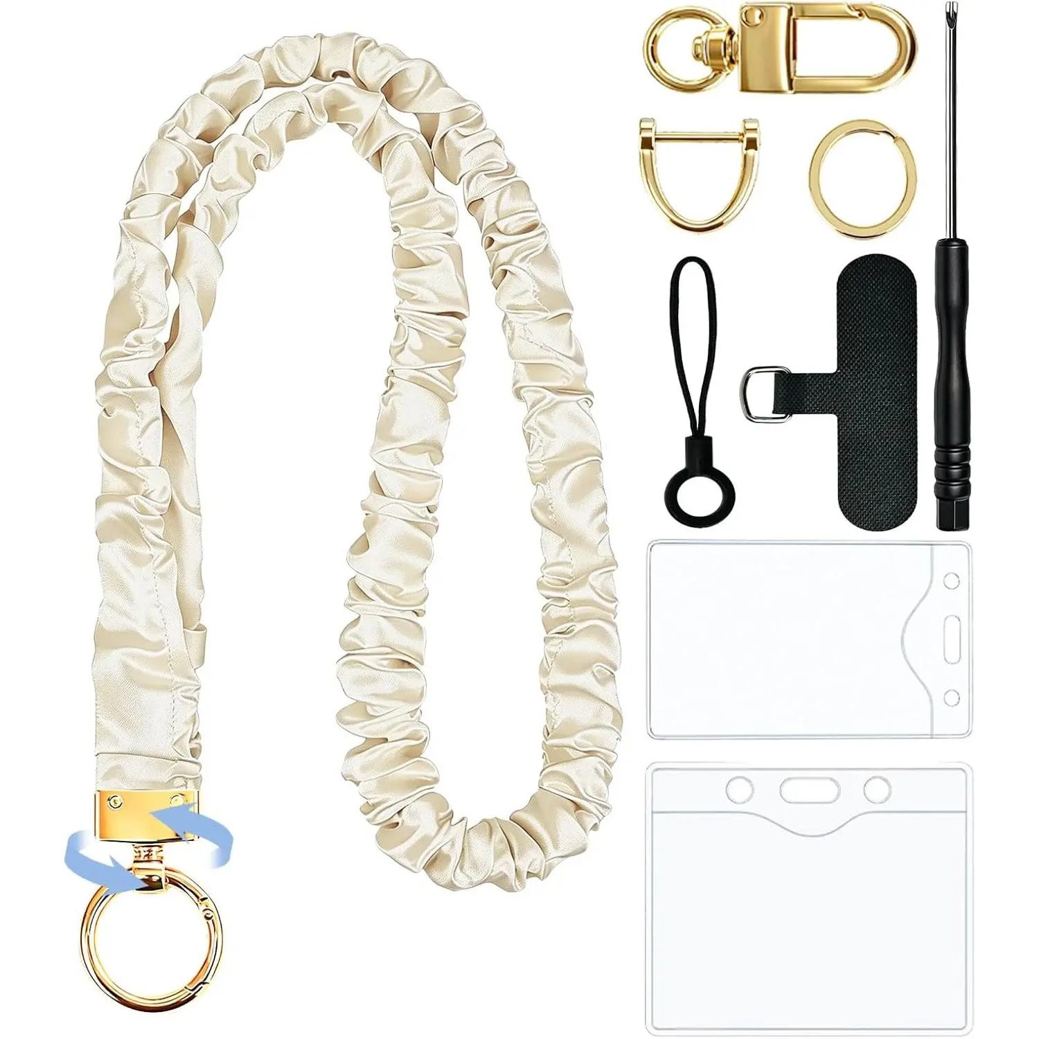 Scrunchie Lanyard Soft Teacher Lanyard Key for ID Badge Holder
