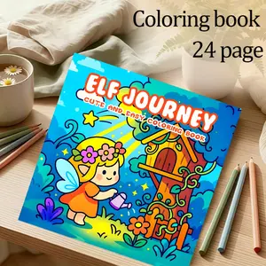 Elf Adventure Coloring Book, 24 Stress-Relieving Designs, 7.9in X 7.9in, Thick Paper, Perfect Gift for Kids, Friends, Adults