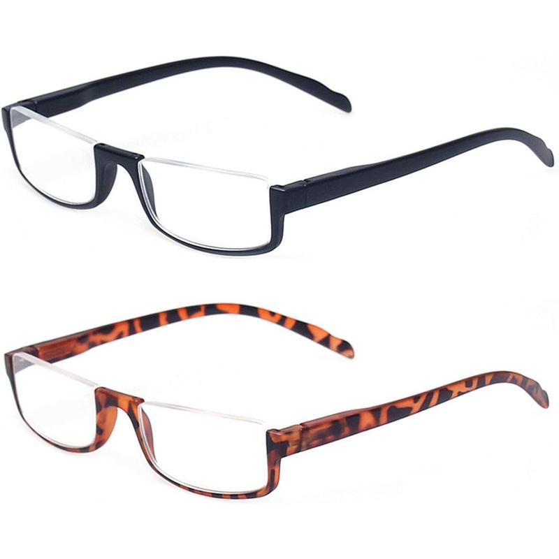 DEAAOK 2 Pack  Half Frame Reading glasses Men Women ordinary glasses