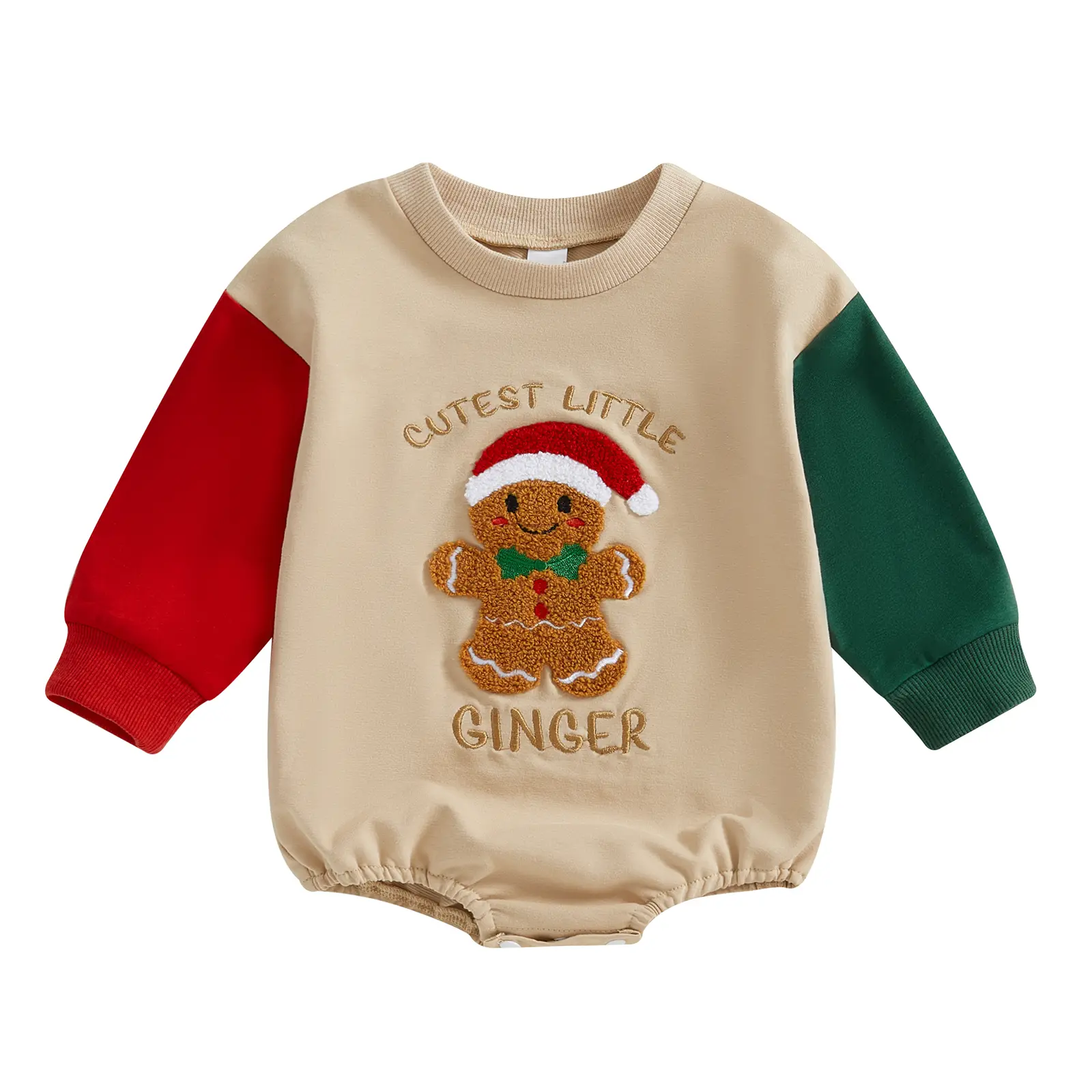 Infant Baby Boy Girl Christmas Sweatshirt Romper Gingerbread Letter Embroidery Long Sleeve Jumpsuit Clothes 0-18 Months