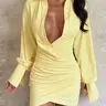 Elegant Ruched Bodycon Shirt Dress, Slim-Fitting Long Sleeve Maxi Dress, Perfect for Parties & Evening Events, Dresses For Party