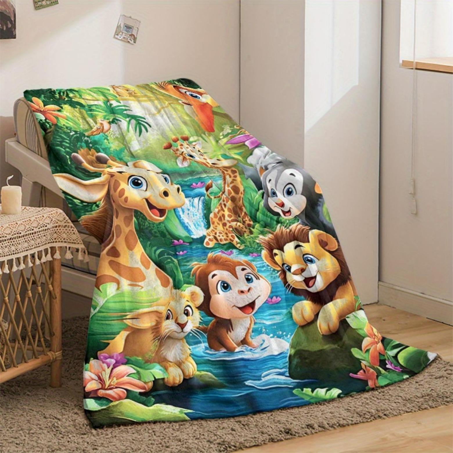 Soft Funny Throw Blanket Jungle Animals Flannel Fleece Digital Print Blanket For Sofa,Bed,Travel Lightweight,All-Season,Cozy,Chunky Knit,Uncharged Giraffe,Monkey,Lion Pattern Versatile For Office,Living Room Soft Funny Throw Blanket Jungle Animals Flannel Fleece Digital Print Blanket For Sofa,Bed,Travel Lightweight,All-Season,Cozy,Chunky Knit,Uncharged Giraffe,Monkey,Lion Pattern Versatile For Office,Living Room