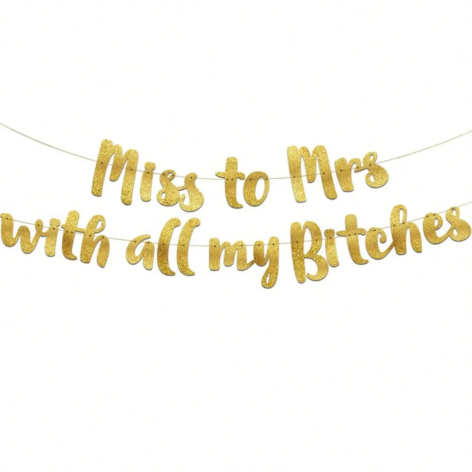 Gold Glitter Banner & Sash Set, Elegant Bachelorette Party Decor Kit, Bride To Be Hanging Garland Favor Supplies for Bridal Shower Hen Party