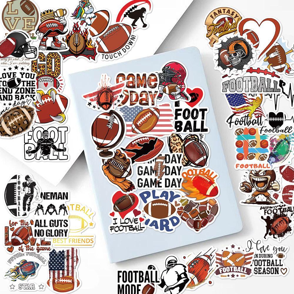 Football Themed Sticker, 50pcs/set Waterproof Self Adhesive Decor Paper, Decor Sticker for Gift Greeting Card Water Bottle Laptop Phone