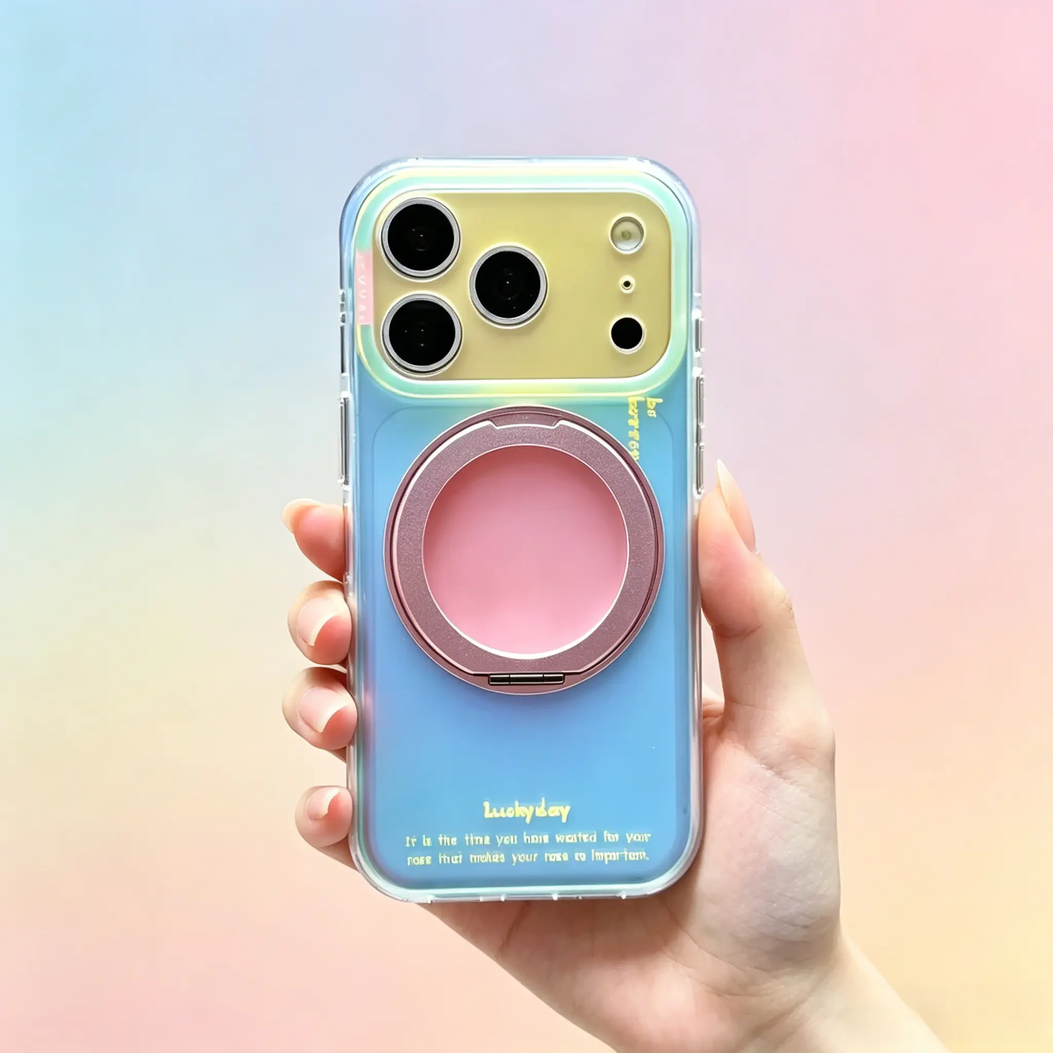 Magnetic Rotating Stand Phone Case for iPhone 17 Pro Max, 16 Pro Max, 15, 14 - Laser Color-Blocking, Minimalist Customized Aesthetic Design, Full-Cover Lens Protection, Polycarbonate TPU Hard Shell Accessories, Ip 15Pro, Tpu Smartphone Casing, Protective