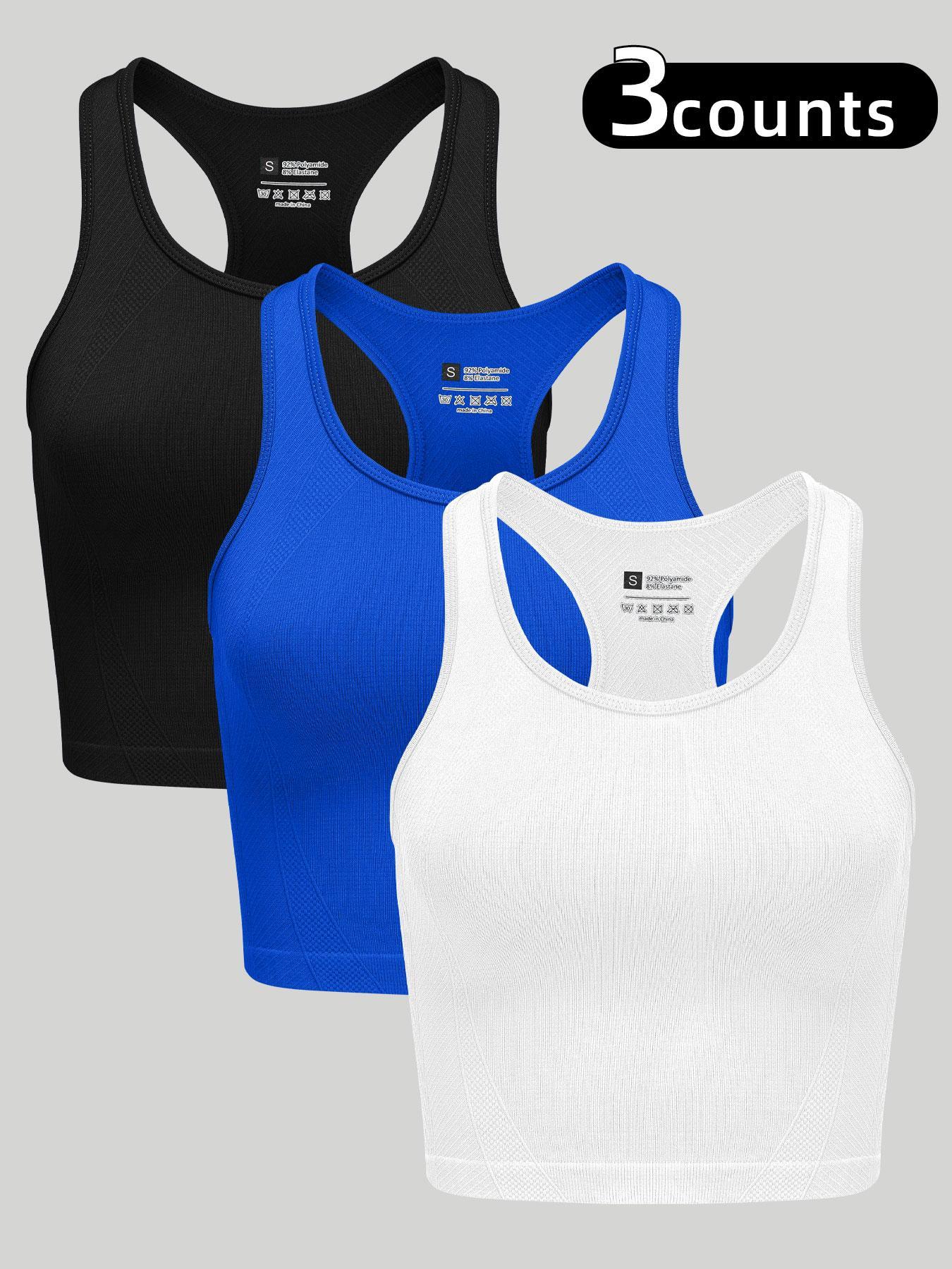 Women's Yoga Sports Vest Set, Quick-Dry High-Elastic Dry Fit Stretch Running Top, Athletic Fitness Top, Bare-Skin Feel, Plain Design, All-Season Sportswear, Fitness Apparel