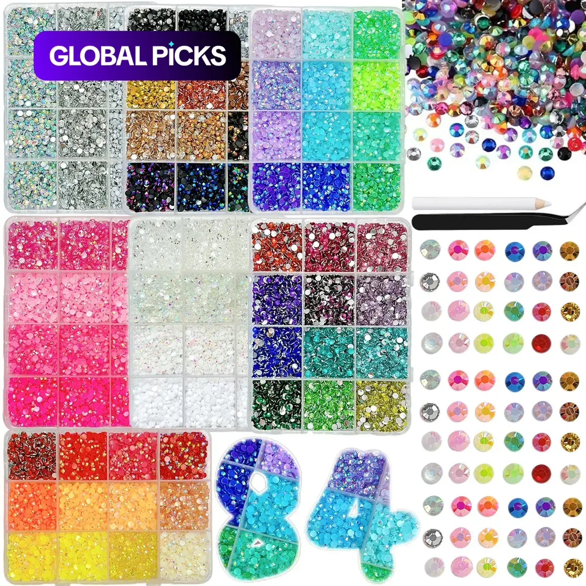 1Set Colorful Jelly Nail Rhinestones (3mm/84 Colors), Shiny Round Flatback Resin Nail Gems, DIY Decoration for Shoes, Hair Clips and Earrings, Nail Decoration Supplies #GLOBAL PICKS