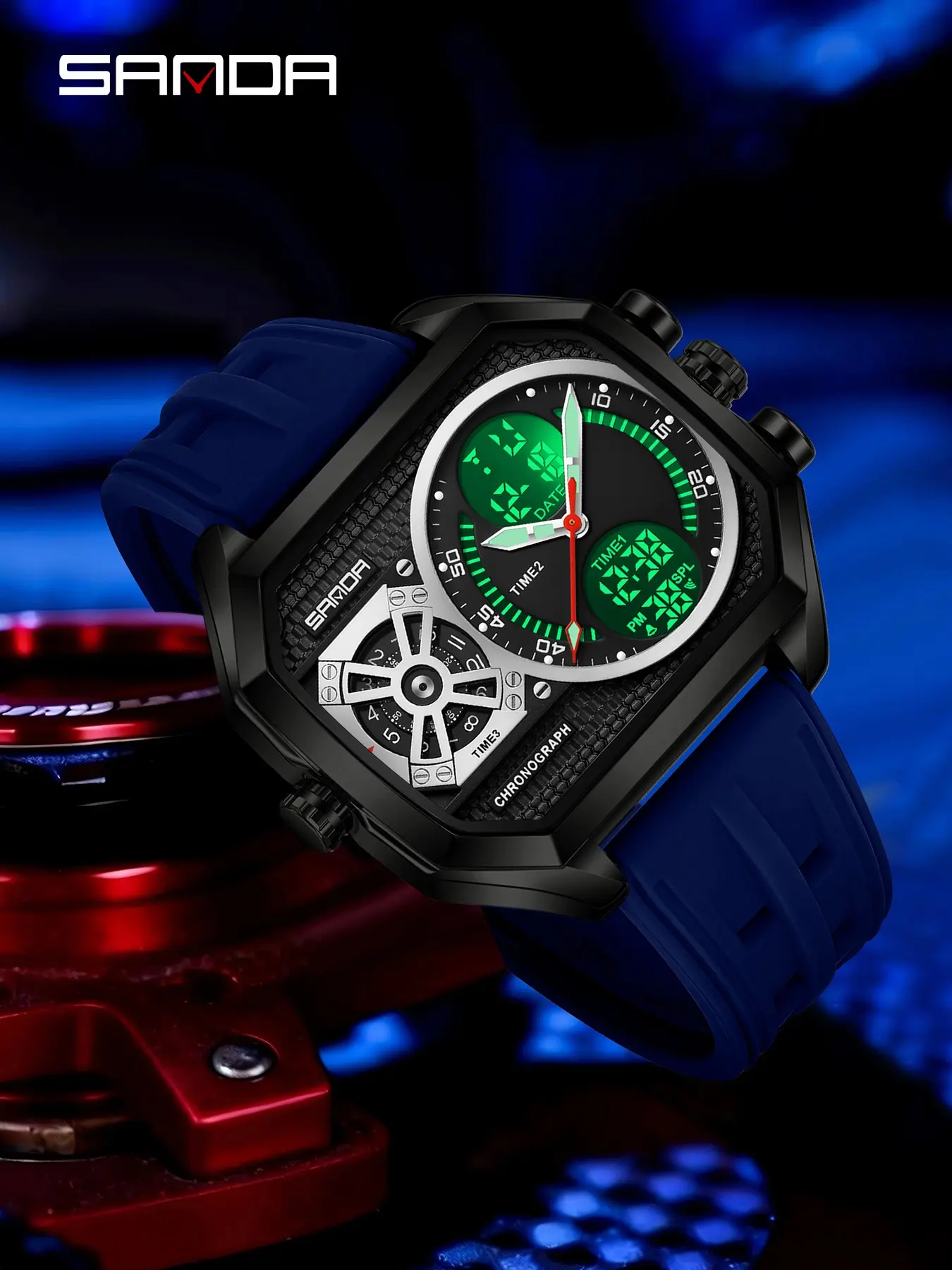 Sanda Multifunctional Digital Watch, Alloy Case, Waterproof, Luminous, Stopwatch, Alarm, Hourly Chime, Perfect Birthday Gift