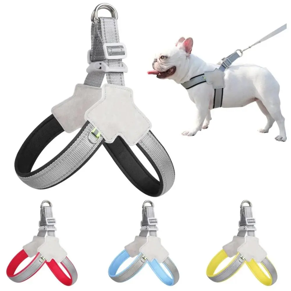 Reflective Nylon Pet Harness - Breathable Mesh, Adjustable Neck & Chest, No-Pull Vest for Small-Medium Dogs, Puppy, Cat - Night Walking Supplies for Pug, Chihuahua, Bulldog