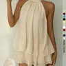 【Black Friday】Women's Simple Solid Backless Halter Sleeveless Dress, Elegant Chic Ruffle Design, Perfect for Casual Wear, All Seasons Fashion