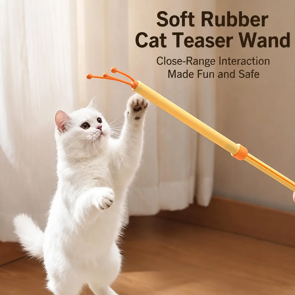 2-In-1 Extendable Dual-Sided Cat Scratcher, Interactive Cat Toy Stick, Multi-Functional Plaything for Cats, Fun & Engaging Pet Accessory