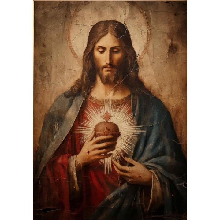 Framed Sacred Heart of Jesus Canvas Painting, A Gallery Style Christian Religious Poster with Inspirational Bible Art, Ready to Hang for Bedroom, Church, or Home Decor.