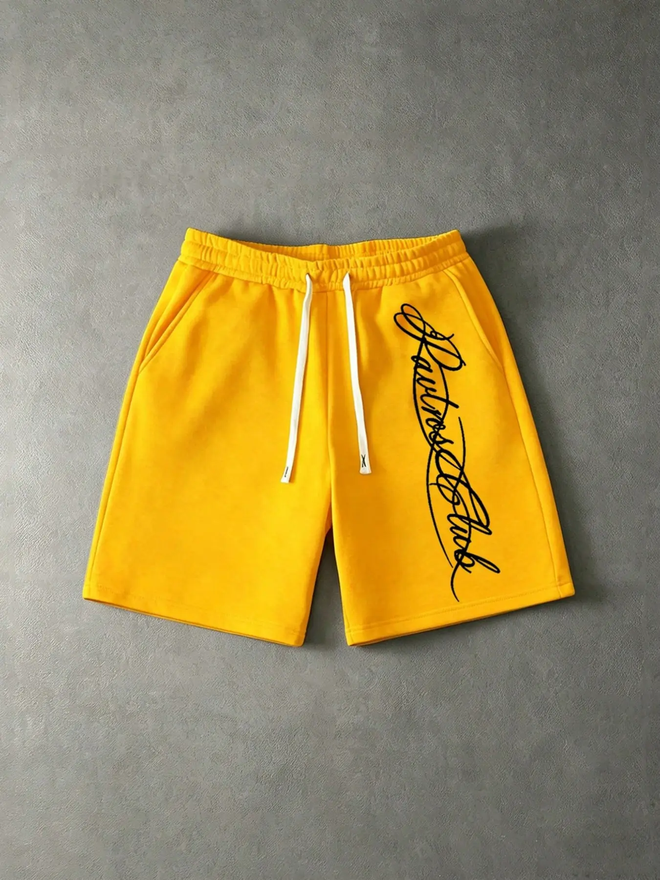 Men's Loose Knee-Length Drawstring Gym Shorts, Lemon Minimalist Streetwear, Y2K Skateboard Short Pants, Summer Campus Wear, Casual Shorts