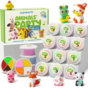 Air Dry Clay for Kids,12 Animals Theme Party Foam Clay,Ultra Light Modeling Clay Kit, DIY Art and Home Party Favors for Boys & Girls (Animal)