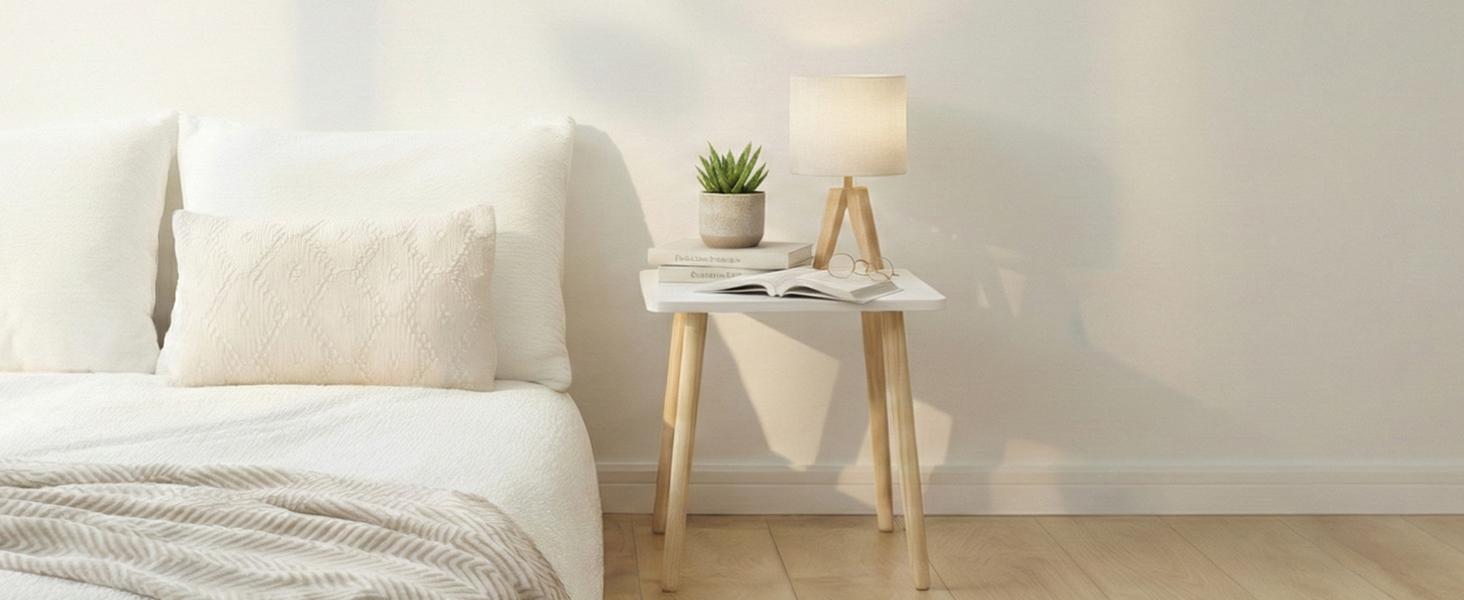 Small Side Table, Modern Wood Mini Coffee Table, Easy Assembly Compact End Table for Living Room Bedroom Sofa, Minimalist White Accent Furniture for Small Spaces