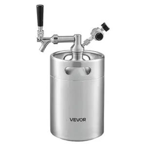 VEVOR 170oz Mini Keg, Pressurized Growler Tap System, 304 Stainless Steel Beer Kit, with Co2 Regulator, Self-Closing Faucet, Keeps Fresh and Carbonation for Homebrew, Craft and Draft Beer