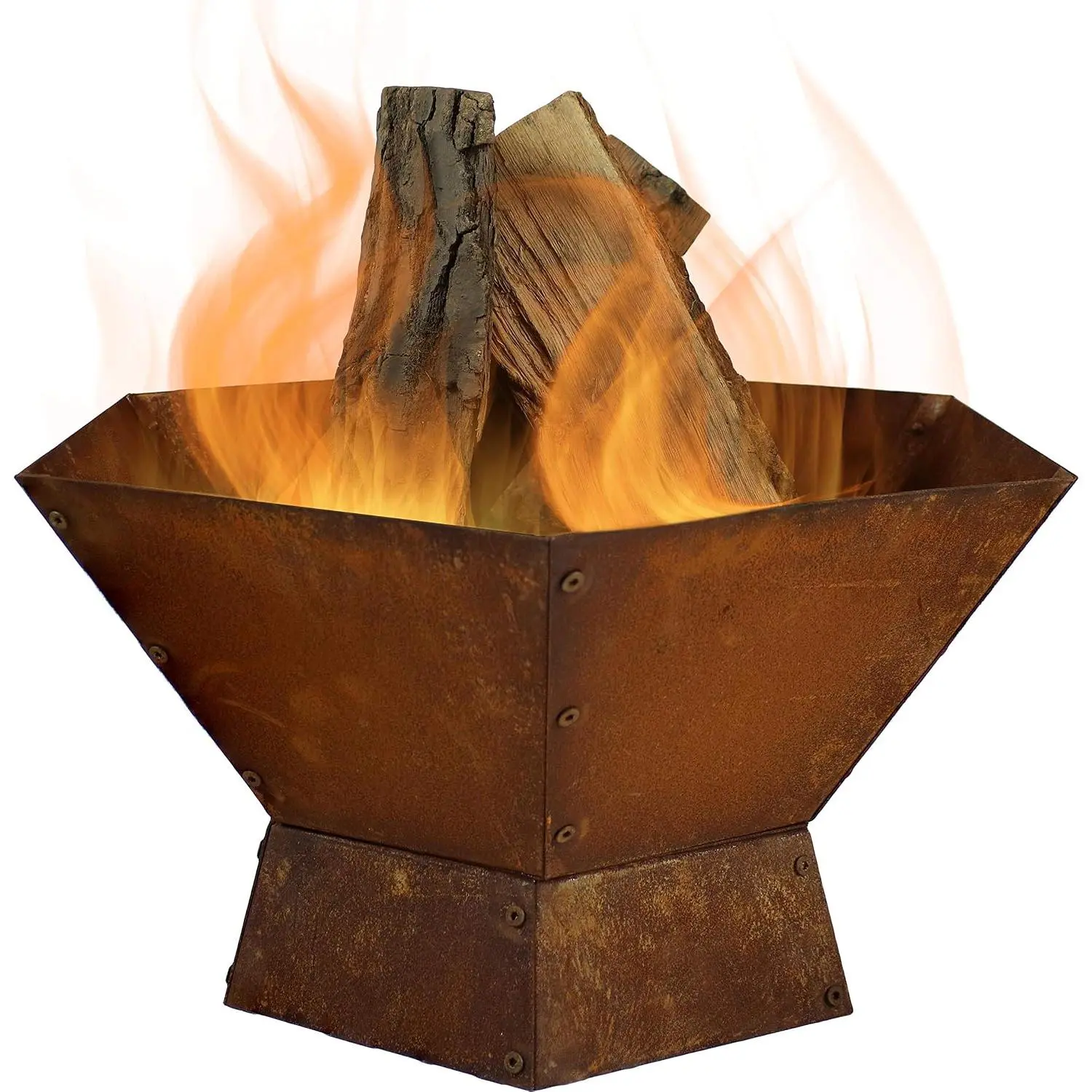 Rustic Affinity 24-Inch Fire Pit - Outdoor - Fire Pit with Oxidized Finish - Hexagon-Shaped