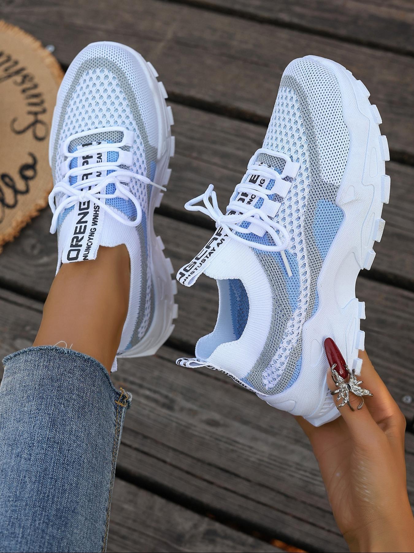 Women's Chunky Platform Mesh Colorblock Sneakers, Casual Sporty Sneakers – Lightweight & Breathable with Pink Gray Accents, Slip-Resistant Sole for Walking & Travel, Athletic Shoes for Teens & Young Adults – School, Errands & Casual Outings