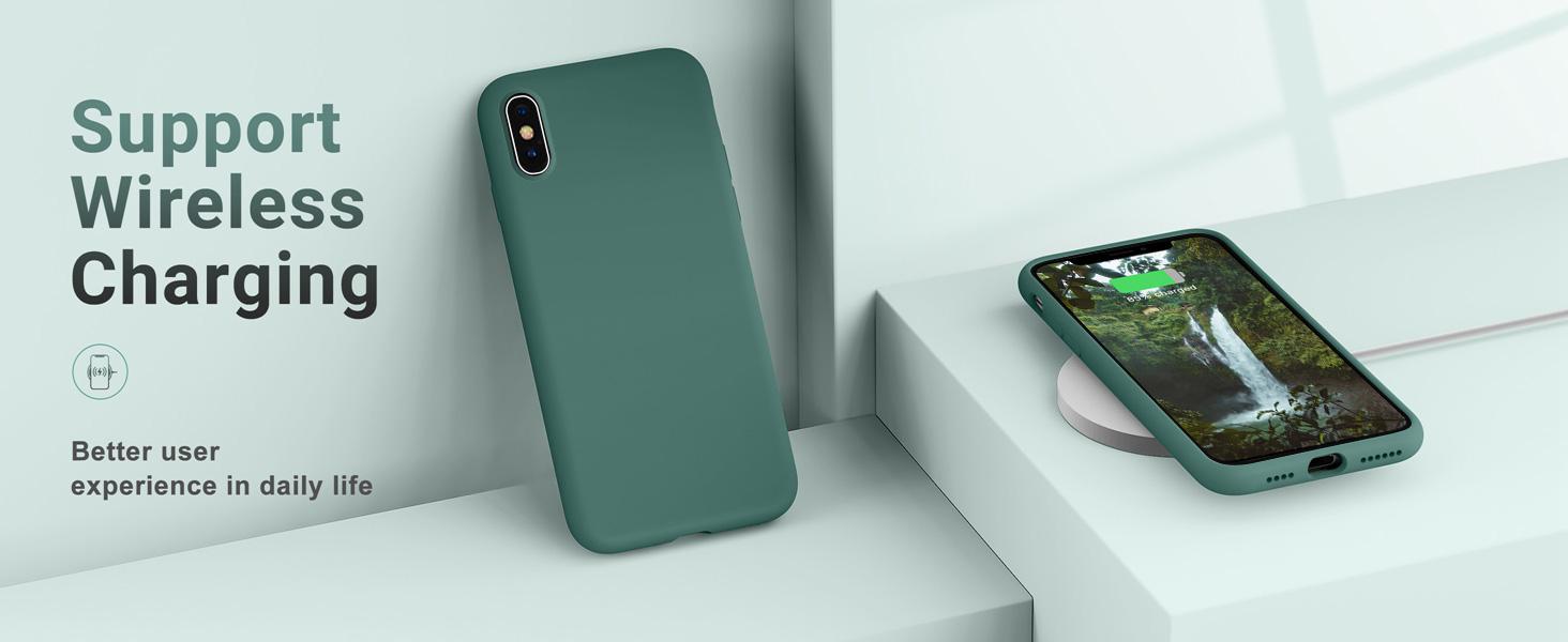 OTOFLY Compatible with iPhone Xs Max Case,Ultra Slim Fit iPhone Case Liquid Silicone Gel Cover with Full Body Protection Anti-Scratch Shockproof Case, [Upgraded Version] (Pine Green)