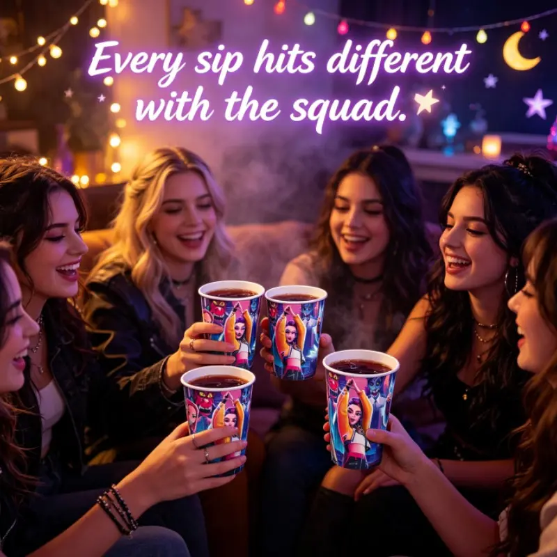 Witch Hunter Girls Dark Fantasy Paper Cups, 10pcs 9oz Gothic Witch Themed, Disposable Drink Cups for Halloween, Birthday Party Supplies
