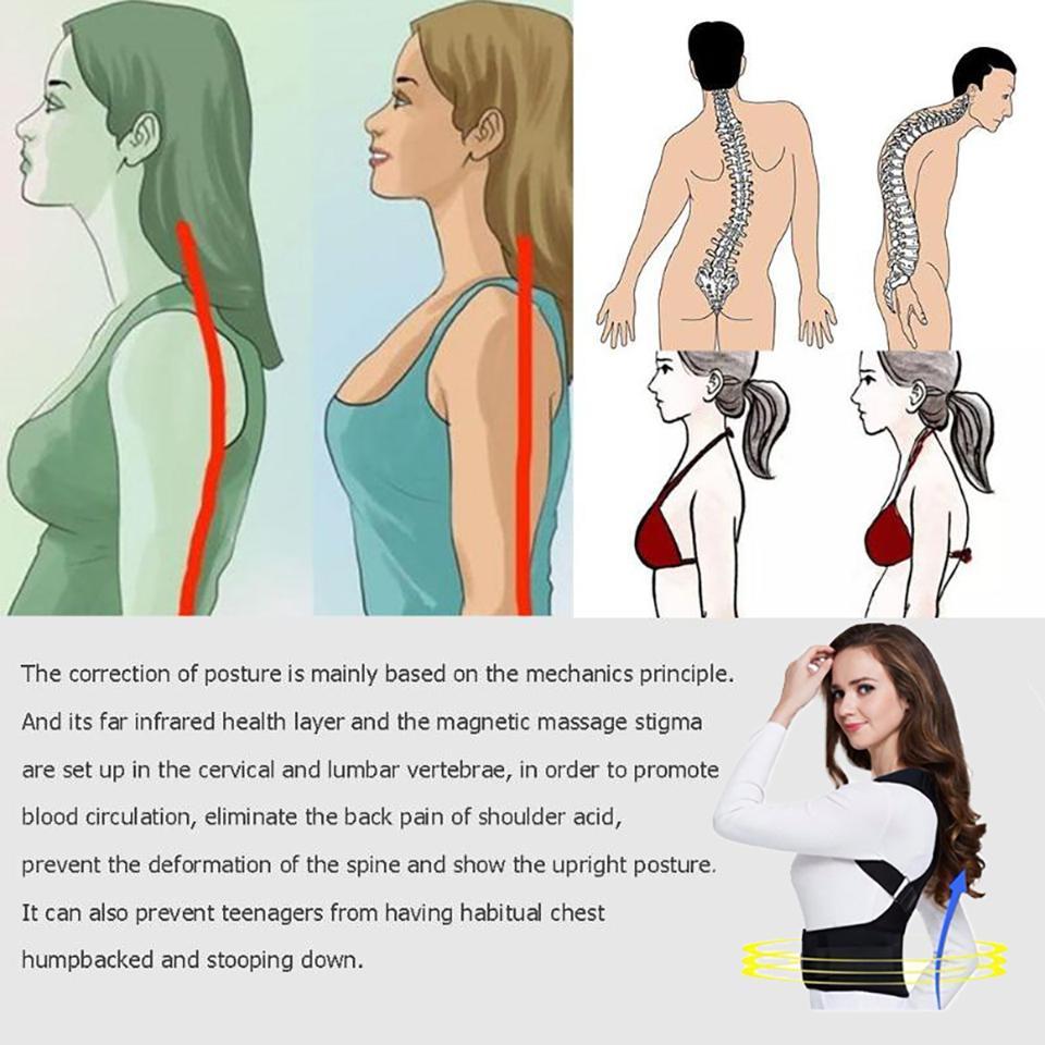 Magnetic Back Brace for Men Women Shoulder Upper Back Girdle Back Belt Strap Posture Belt Under Shirts Black Band Healthcare SpringStatements