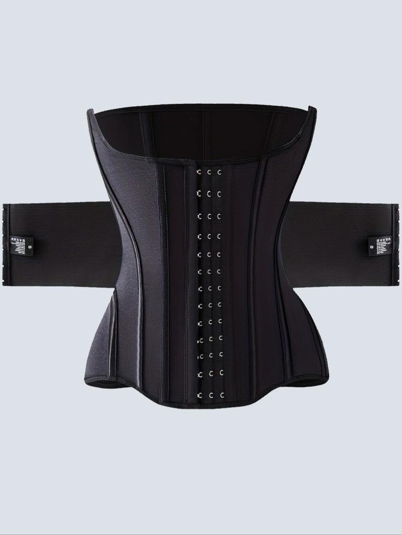 Women's Solid Color Hook & Eye Front Corset, Breathable Firm Tummy Control Shaper Waist Trainer, Women's Shapewear for Daily Wear