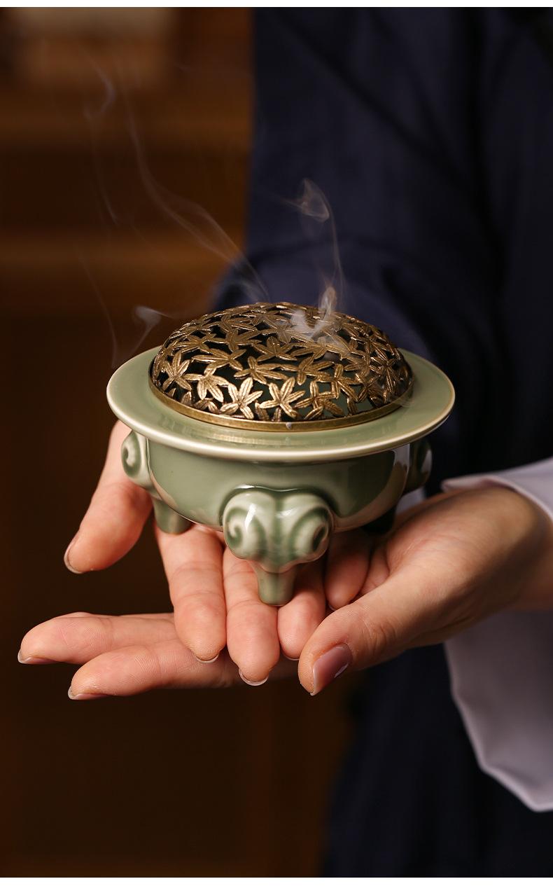 Sanyang kaitai Ceramic Incense Burner for Home Use with Incense Stick Holder Seal Mold for Coil Sandalwood & Agarwood Burner Tool