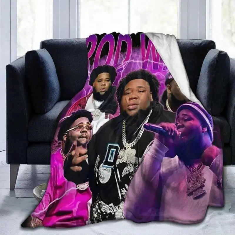 Rod Wave Polyester Fabric Flannel Throw Blanket - Soft, Funny, Lightweight, Comfy and Cozy, Warm for AC Use, Teen Couch Bed Decor, Matches Cool/Matching Blankets, Couch Covers, Birthday Christmas Gift for Rap Fans