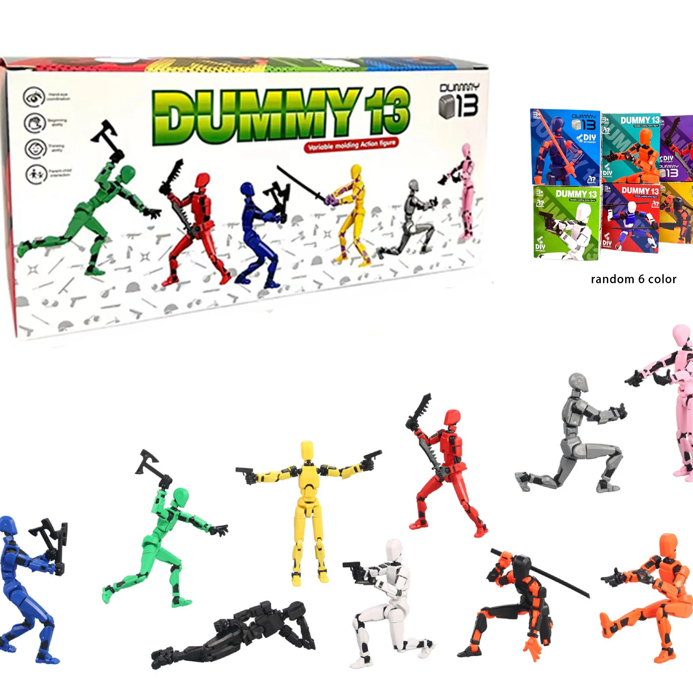 6pcs T13 Action Figure Set, Jointed Action Figures, Movable Titan 13 Robot Model, DIY Assembly, Collectible Desktop Decor, Kids & Adults, 3D Trendy Toy