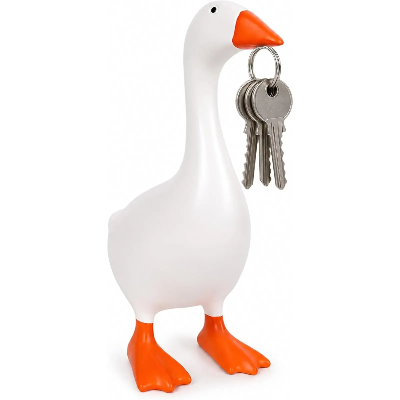 7" Magnetic Desk Goose Key Holder, Cute Resin Goose Statue | Strong Beak Holds Keys, Funny Desk Decor, Housewarming & Birthday Gift for Goose Lovers