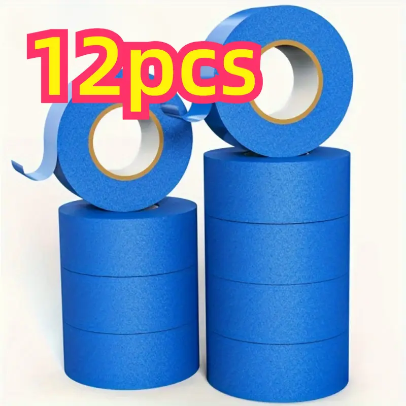 12pcs Blue Painter'S Tape - No Residue Masking Tape, 0.79" X 51.81" Rolls, Easy Removal for Home, Office, School, Crafts, Arts & Labels, Craft Tape, Neatly Stacked