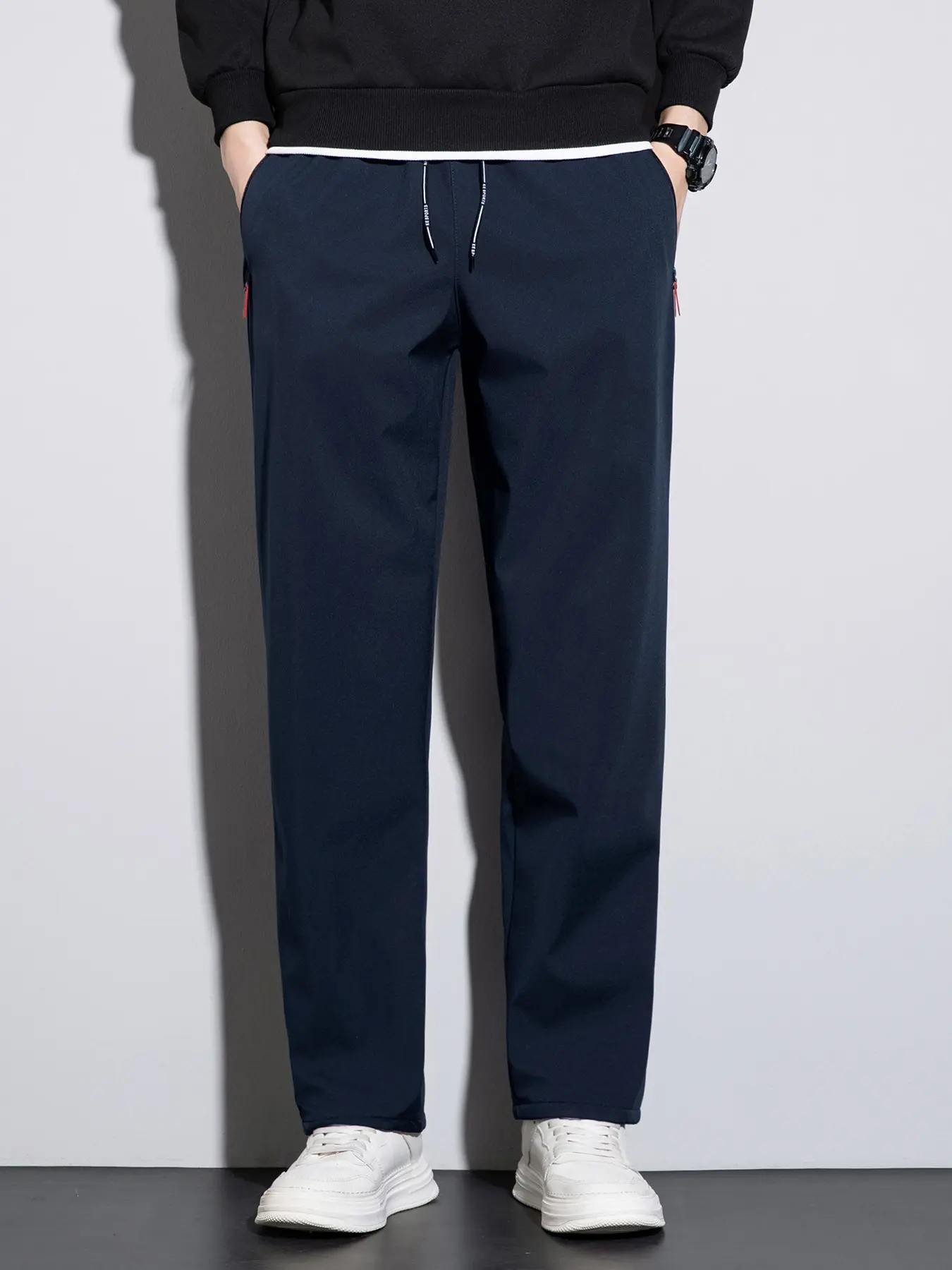 Men's Fleece Lined Soft Shell Pants, Three-Function Fabric Windproof Warmth, Slimming, Business Casual Outdoor Wear