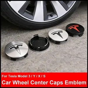 4pcs 58mm Wheel Hub Center Cap Emblems For Tesla Model 3,S,X,Y.Precise Original Size,Clip-On Direct Replacement,Durable Fine Material,Classic Decorative Parts For Vehicle Wheel Rim Exterior Upgrading.
