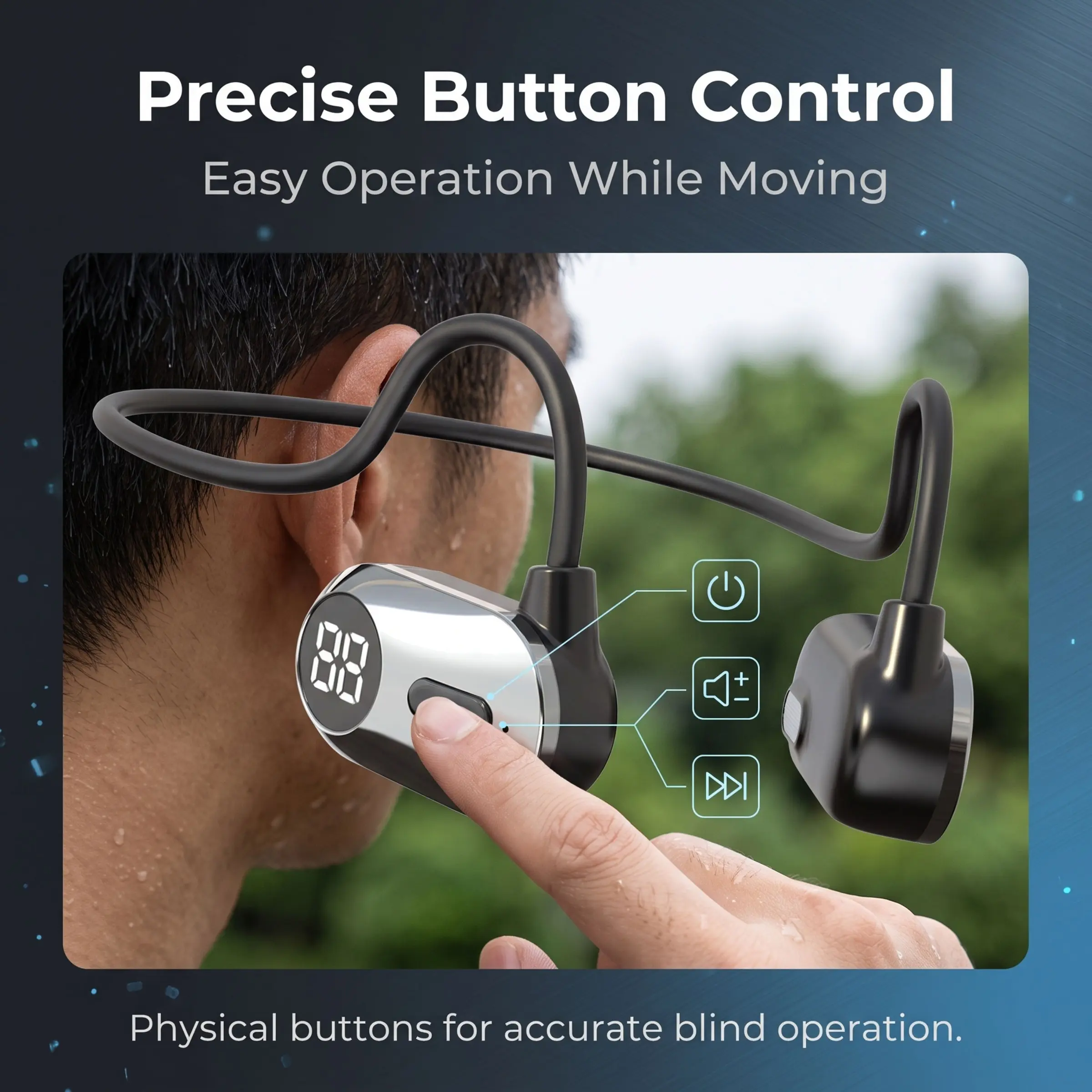 2026 New Bone Conduction Open Ear Headphones, Bluetooth-compatible 6.0, Ipx5 Waterproof, Mp3 Storage, LED Display, HD Mic, Long Playtime, Wireless Earbuds