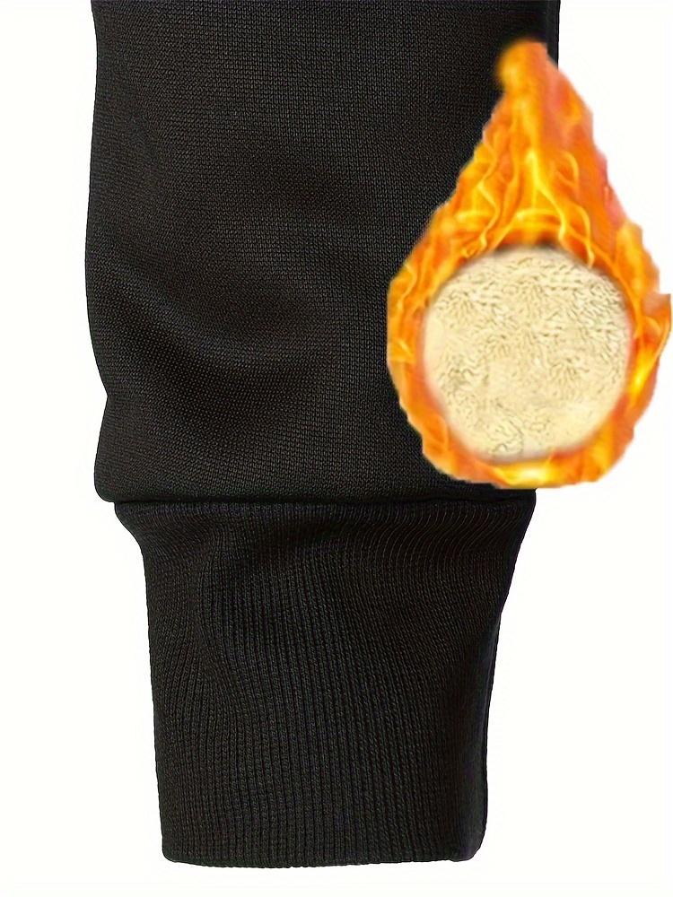 Men's Comfortable Fleece Lined Sweatshirt - Warm Thick Hoodie with "PERSIST" lettering, Round Neck, Long Sleeve, Casual Style, Suitable for Cold Winter Weather