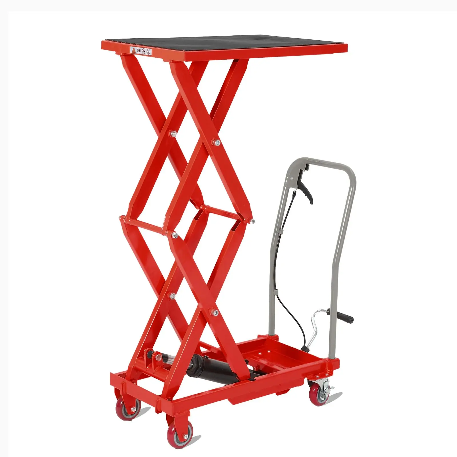 Heavy Duty Hydraulic Lift Table Cart 770Lbs Capacity, Double Scissor Lift Table with 14"-59" Adjustable Height, Non-Slip Platform & Locking Wheels for Warehouse, Workshop, Garage